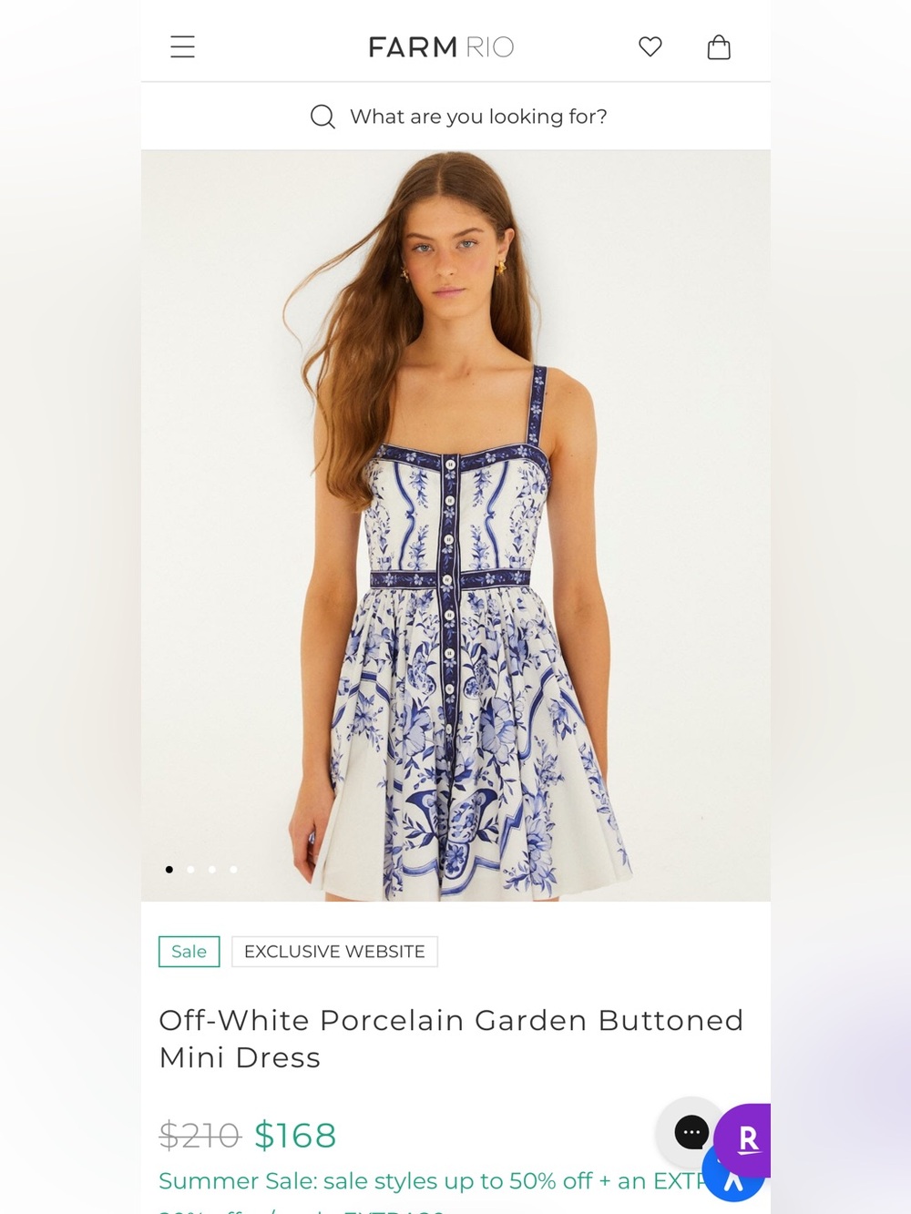 BNWT Off-White Porcelain Garden Buttoned Mini Dress size large - Picture 8 of 14